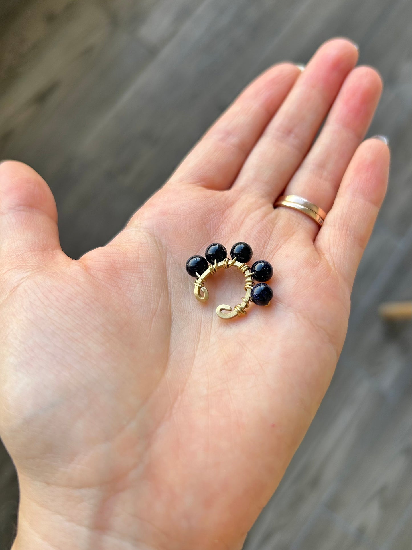 Arete Earcuff Aventurina Azul