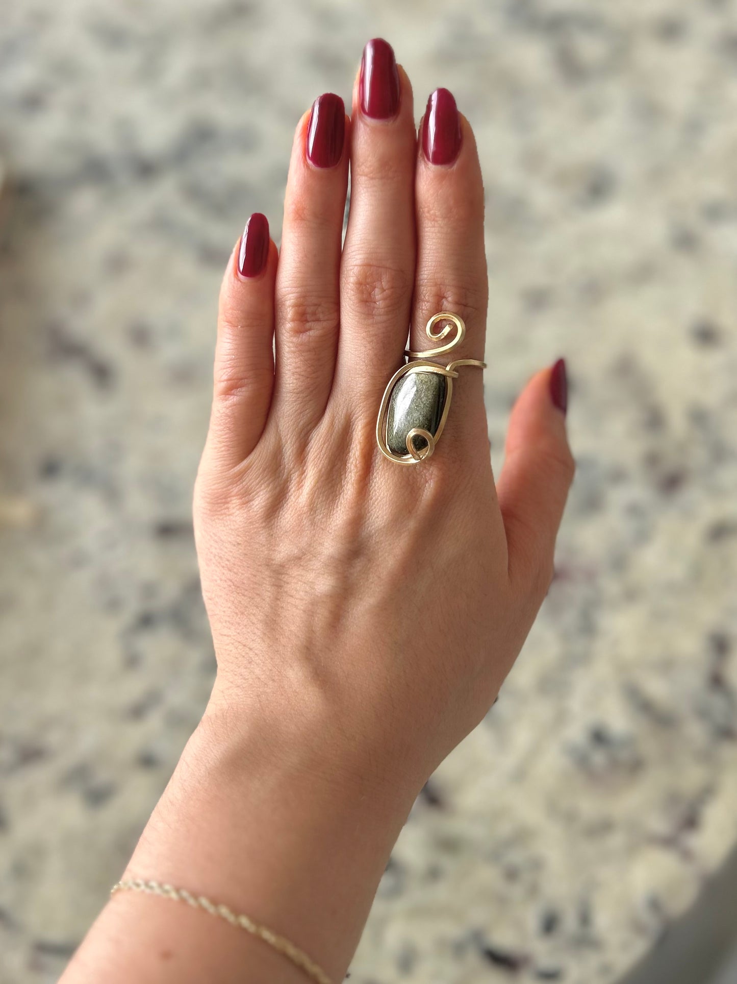 Anillo Obsidiana Dorada