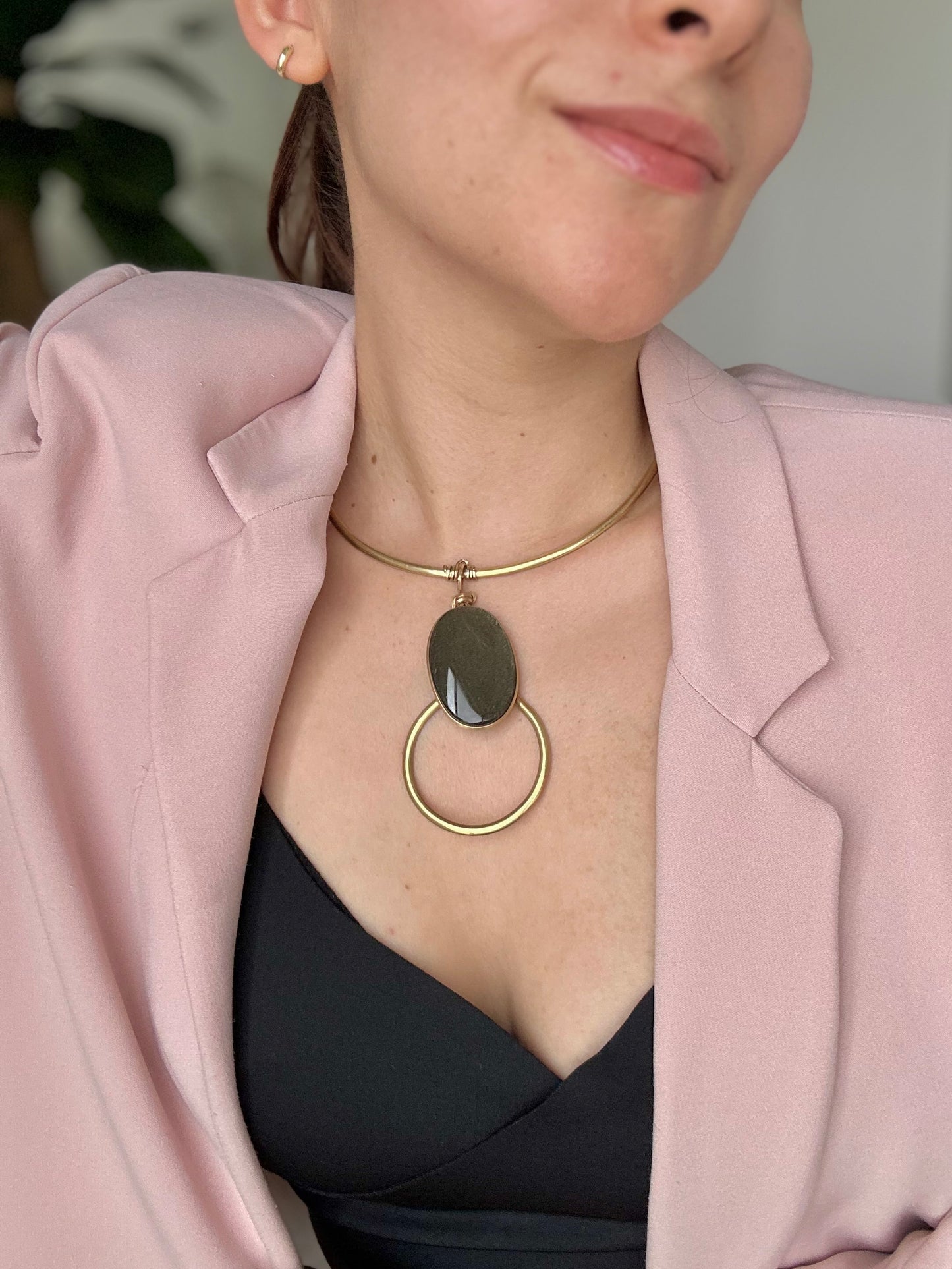 Collar Obsidiana Dorada