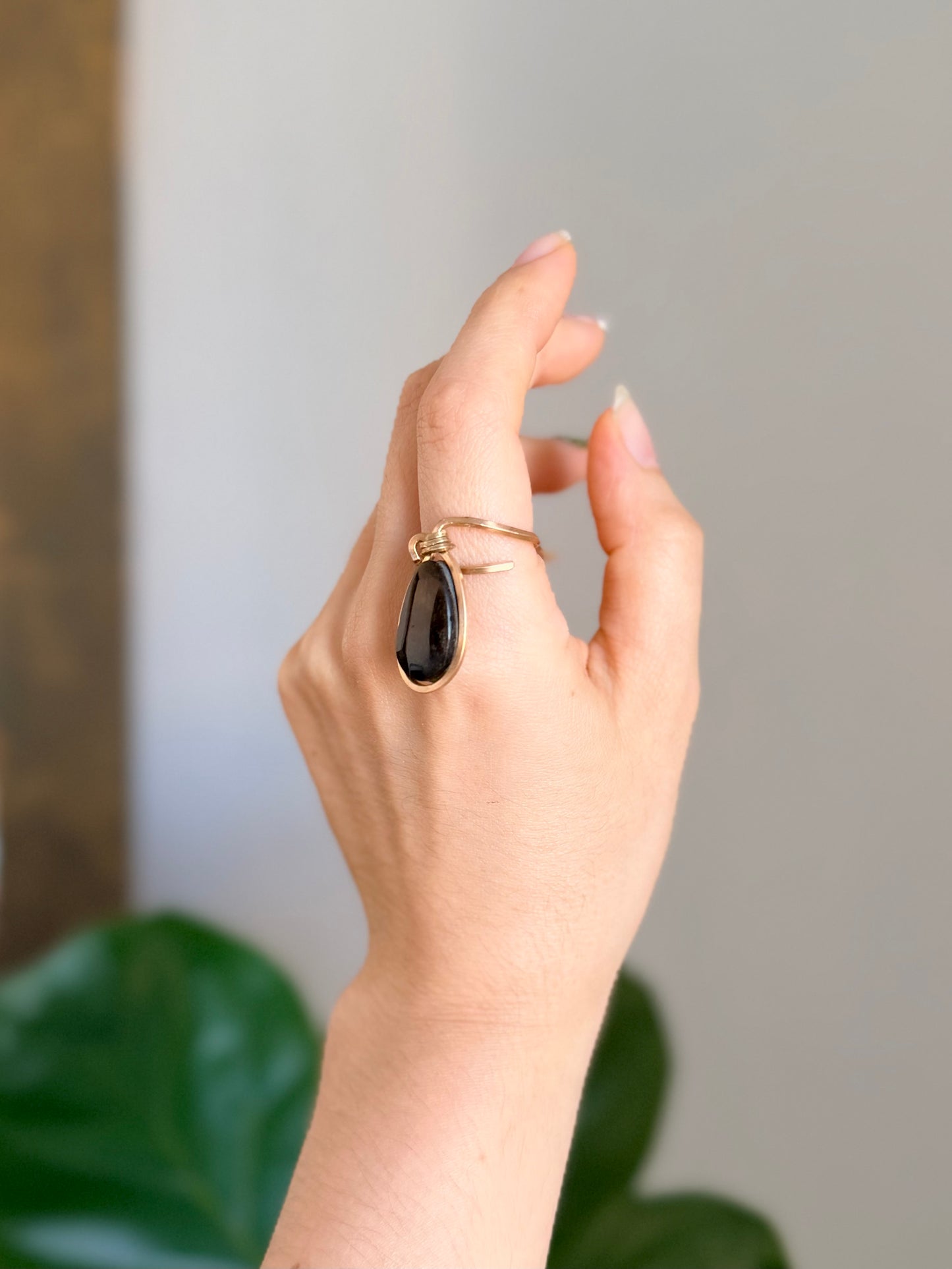Anillo Obsidiana Dorada