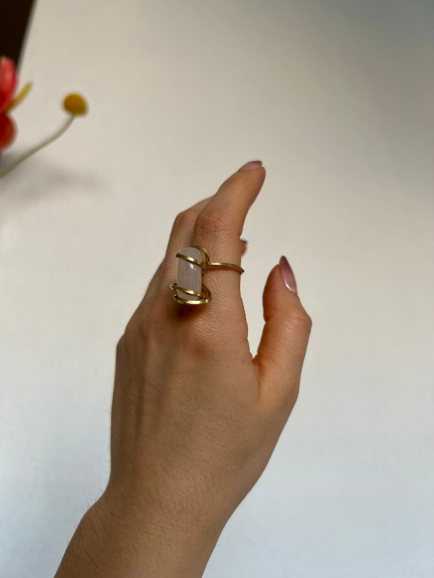 Anillo Cuarzo Rosa