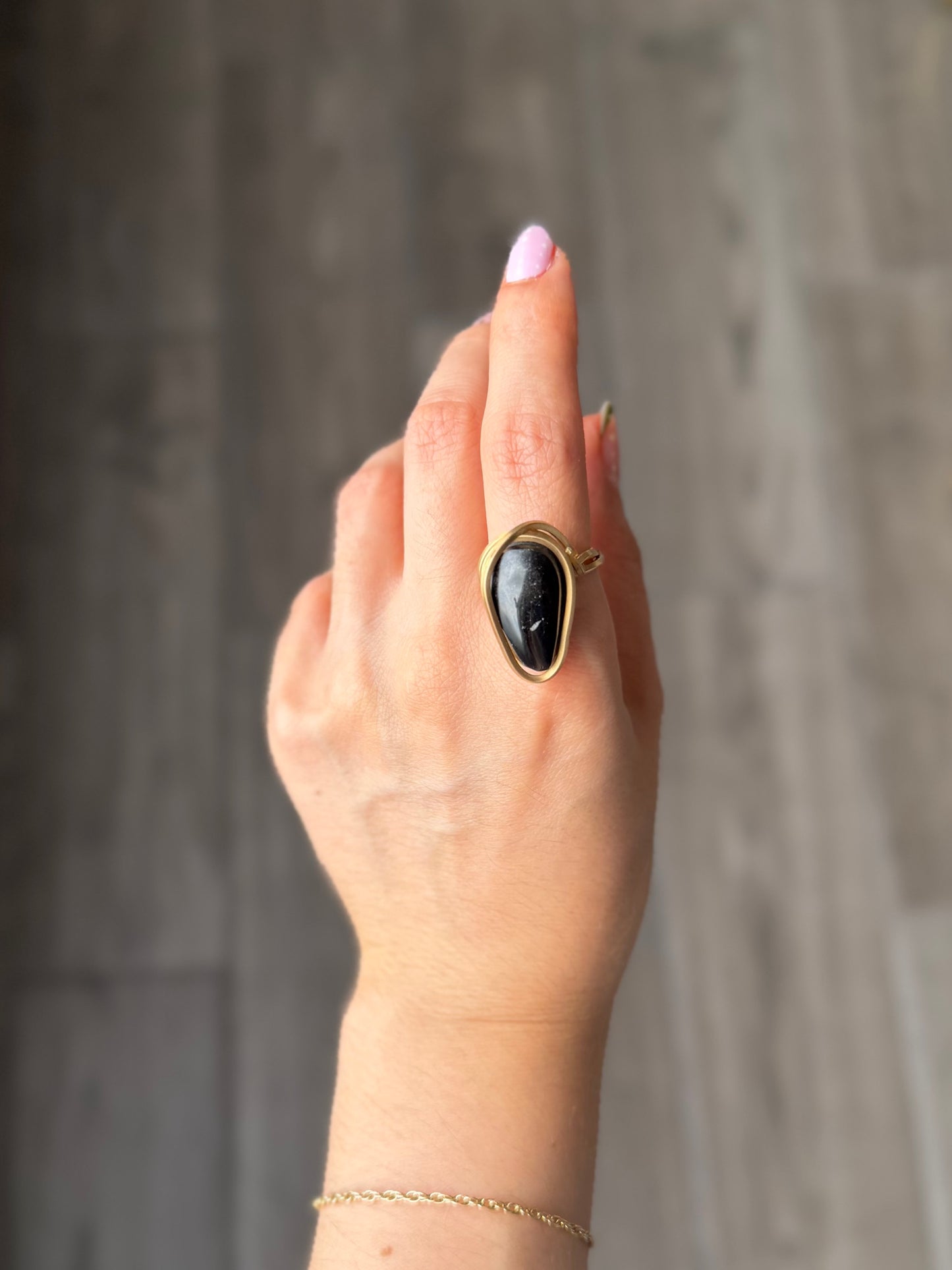 Anillo Obsidiana Dorada