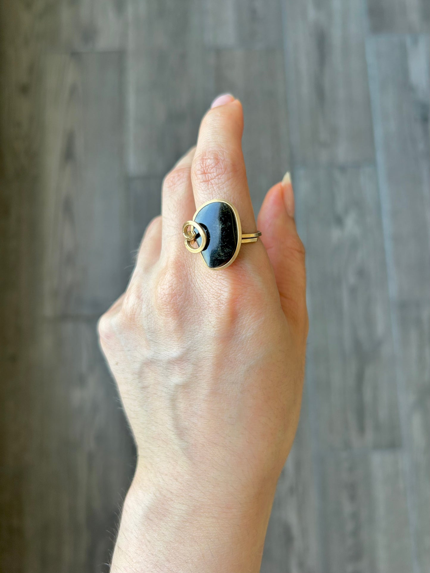 Anillo Obsidiana Dorada