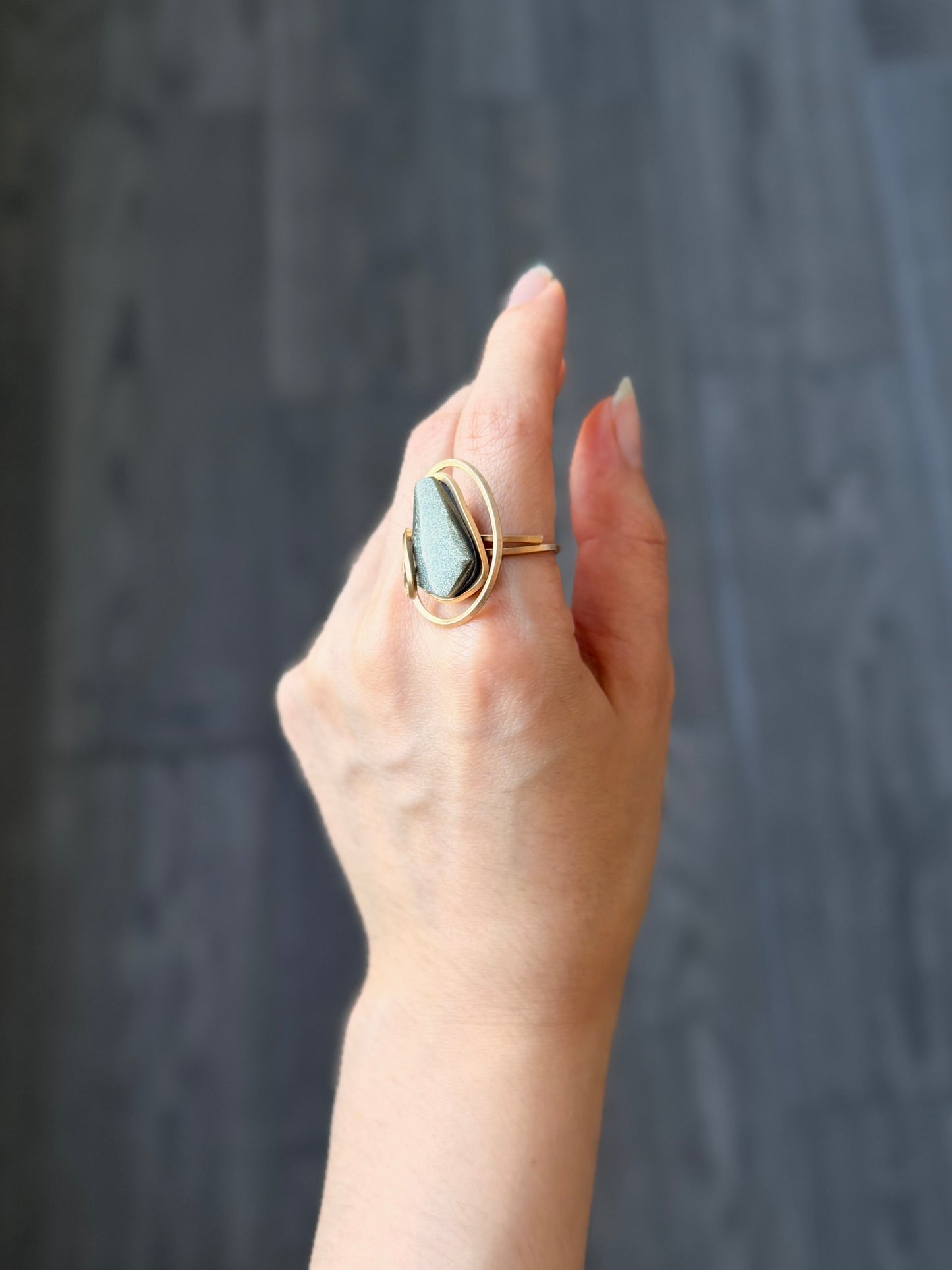 Anillo Obsidiana Dorada