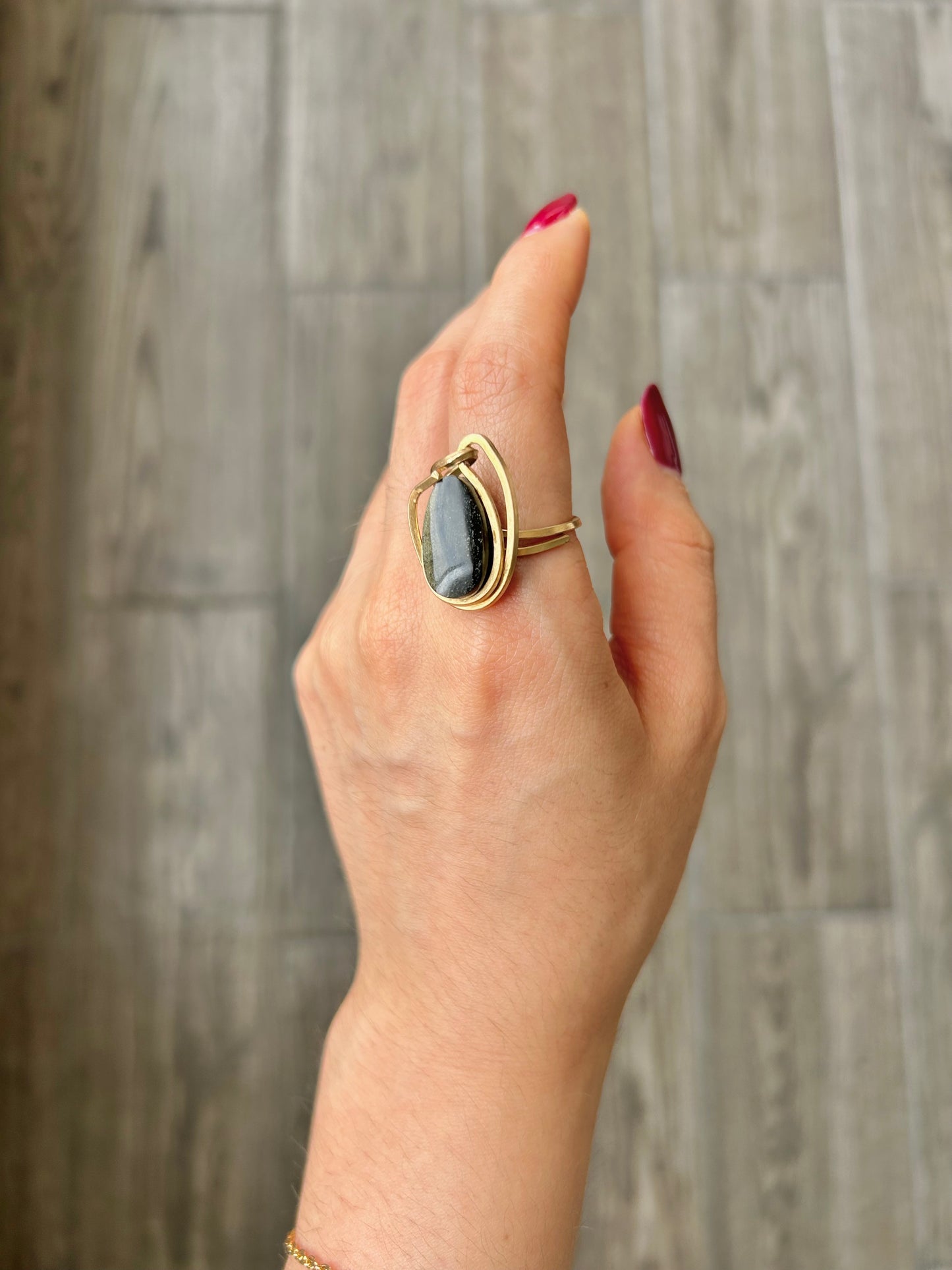 Anillo Obsidiana Dorada