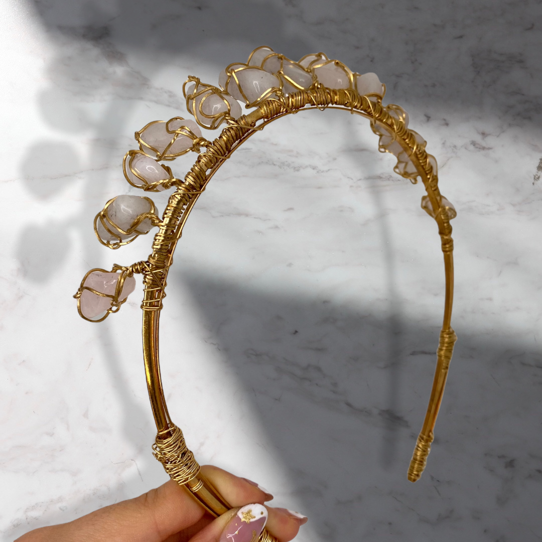 Diadema de Cuarzos Rosas