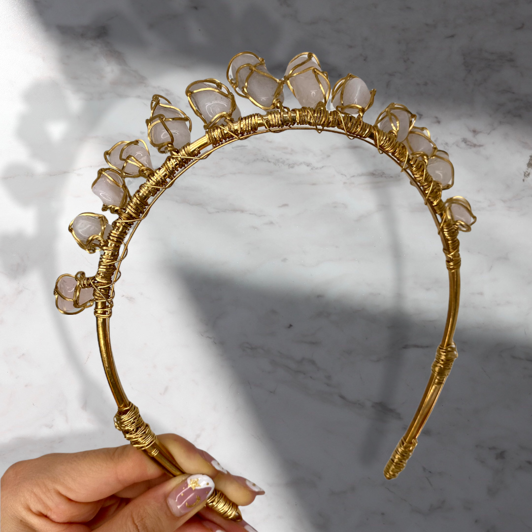 Diadema de Cuarzos Rosas