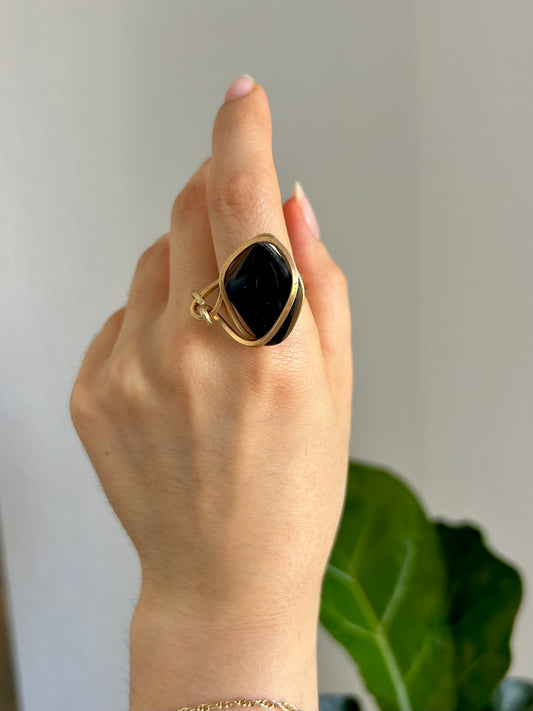 Anillo Obsidiana Negra