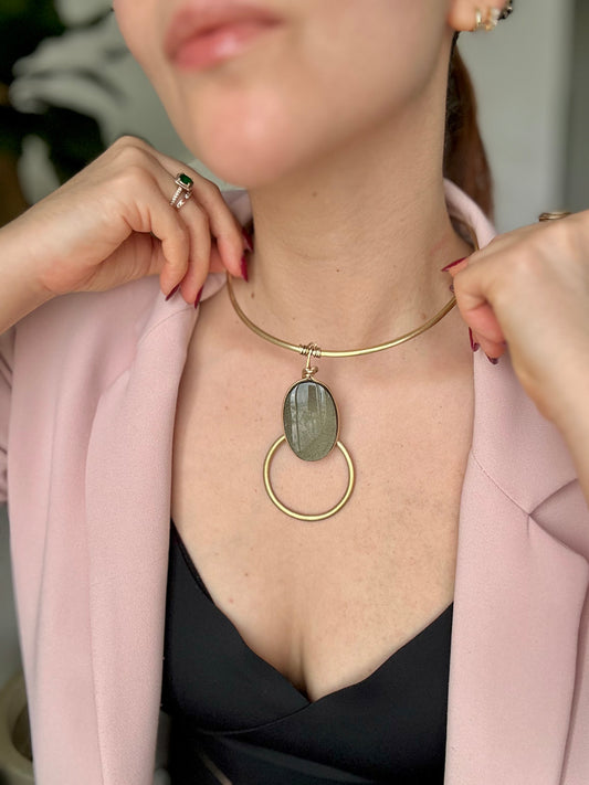 Collar Obsidiana Dorada
