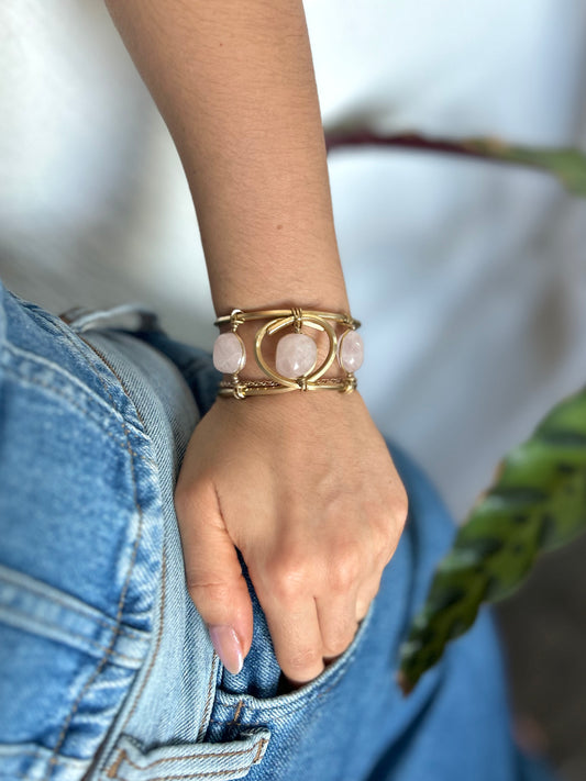 Brazalete Cuarzo Rosa