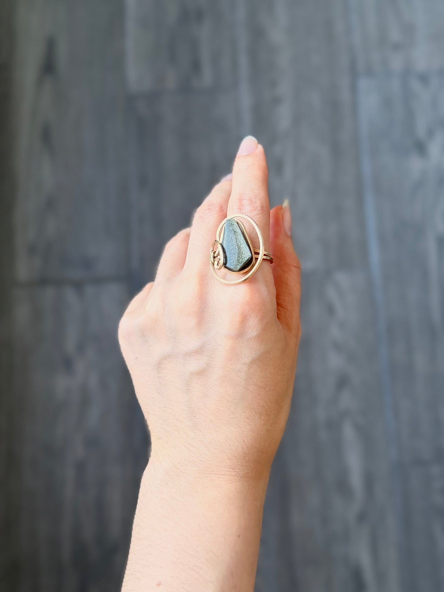 Anillo Obsidiana Dorada