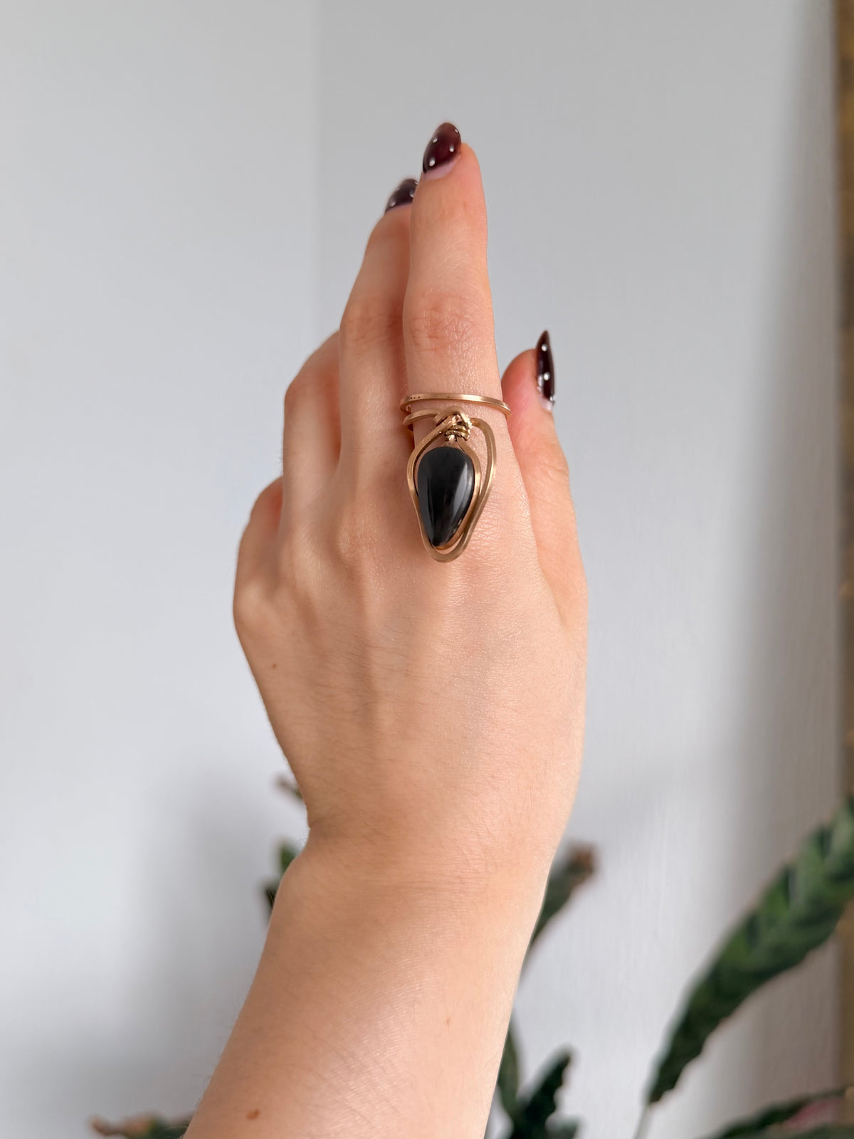 Anillo Obsidiana Dorada