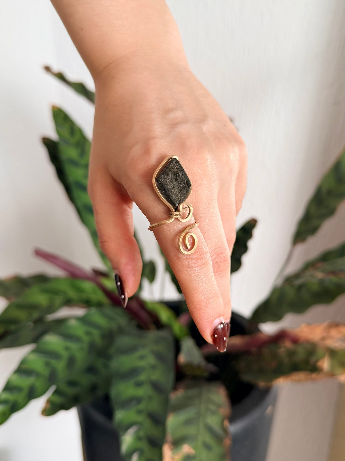 Anillo Obsidiana Dorada