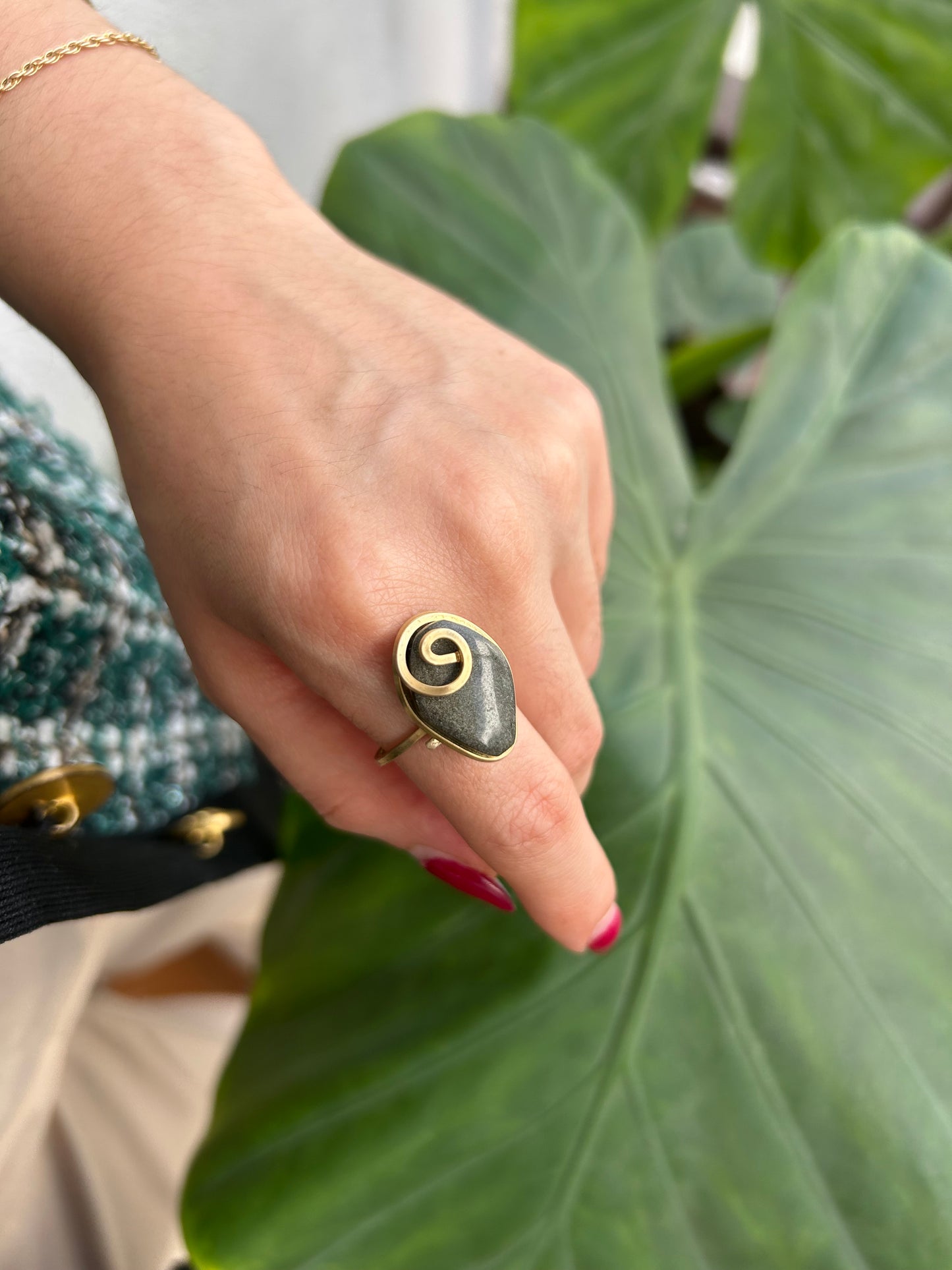 Anillo Obsidiana Dorada