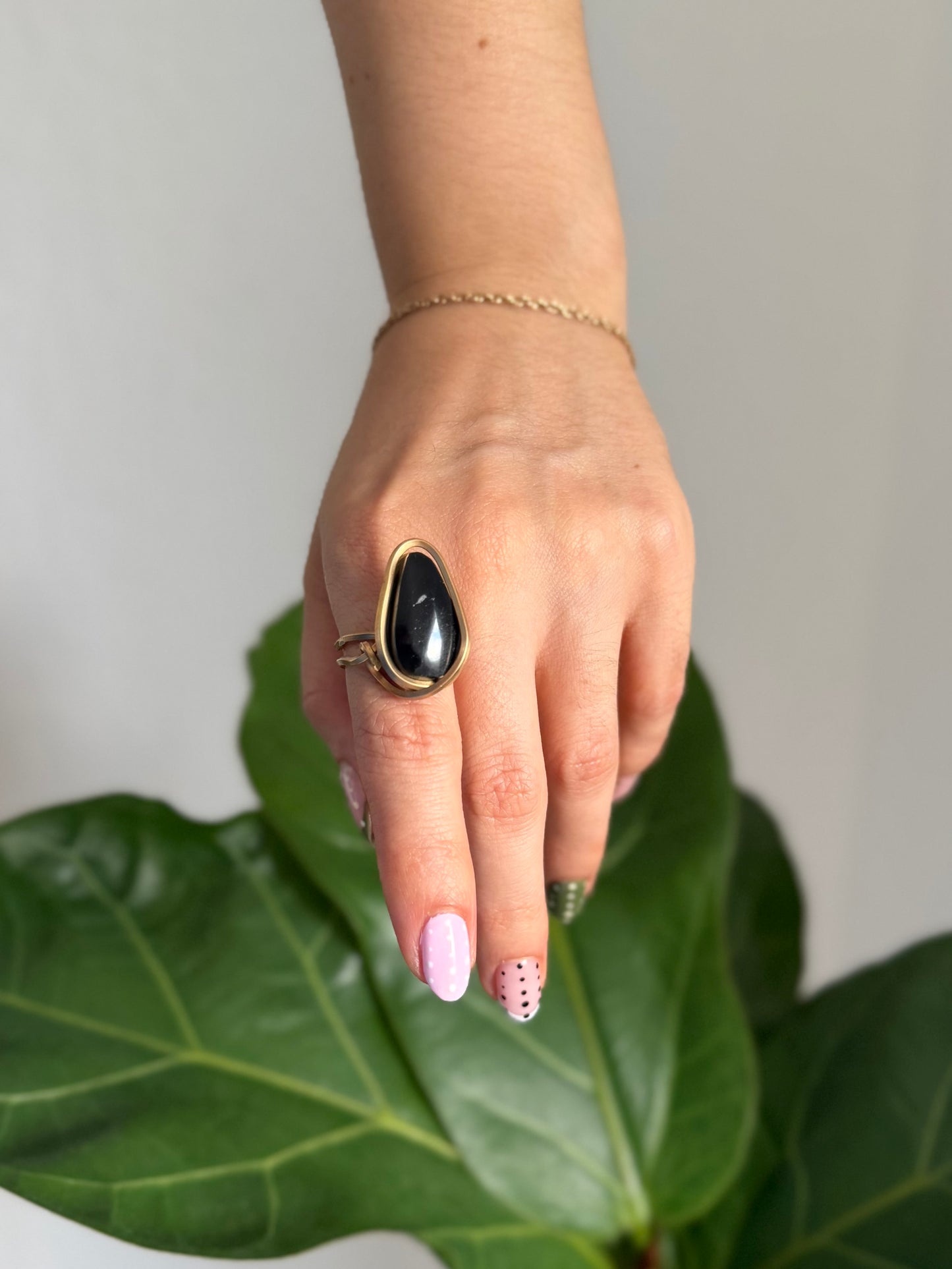 Anillo Obsidiana Dorada