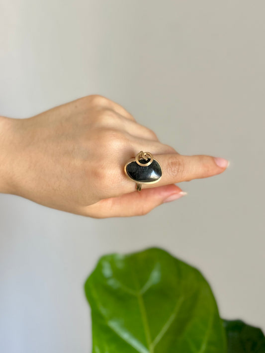 Anillo Obsidiana Dorada