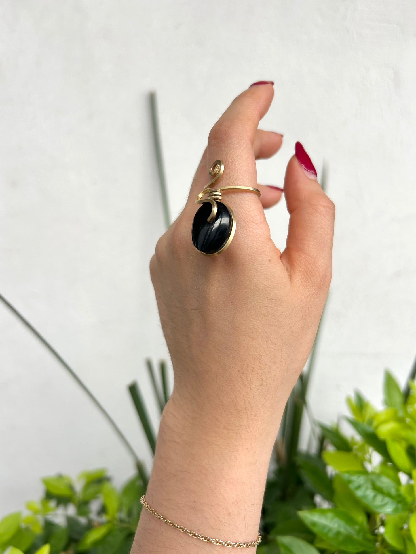 Anillo Obsidiana Dorada