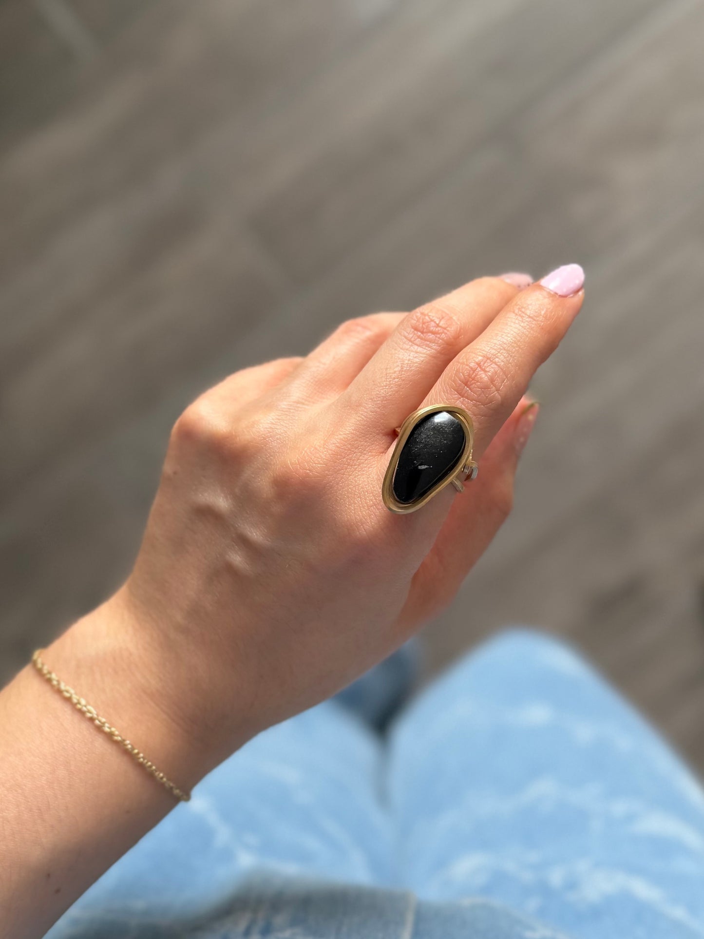 Anillo Obsidiana Dorada