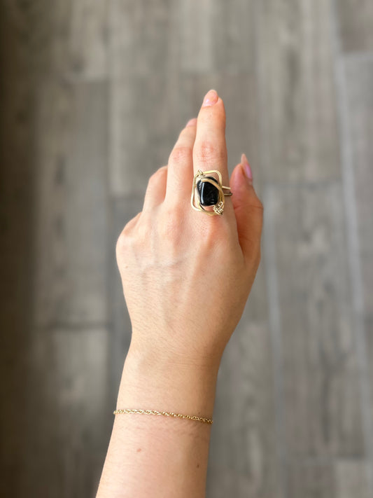 Anillo Obsidiana Negra