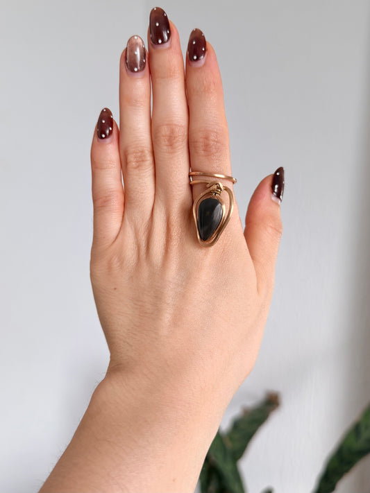 Anillo Obsidiana Dorada