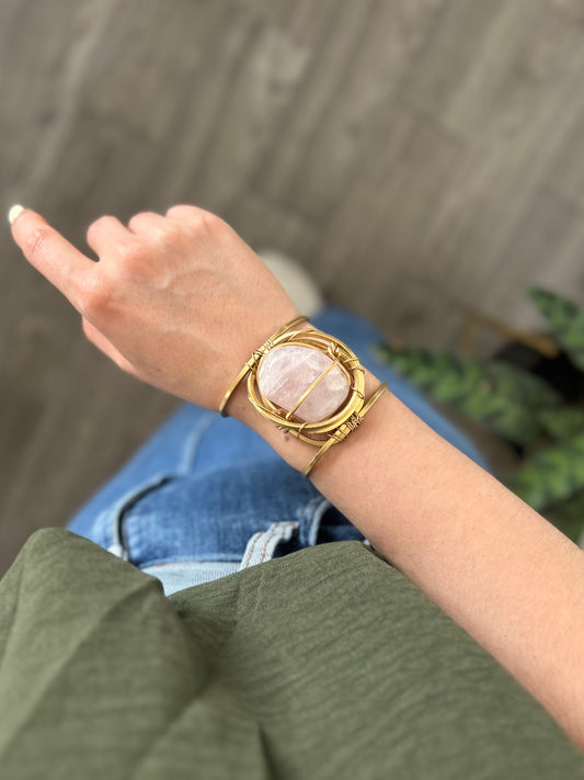 Brazalete Cuarzo Rosa