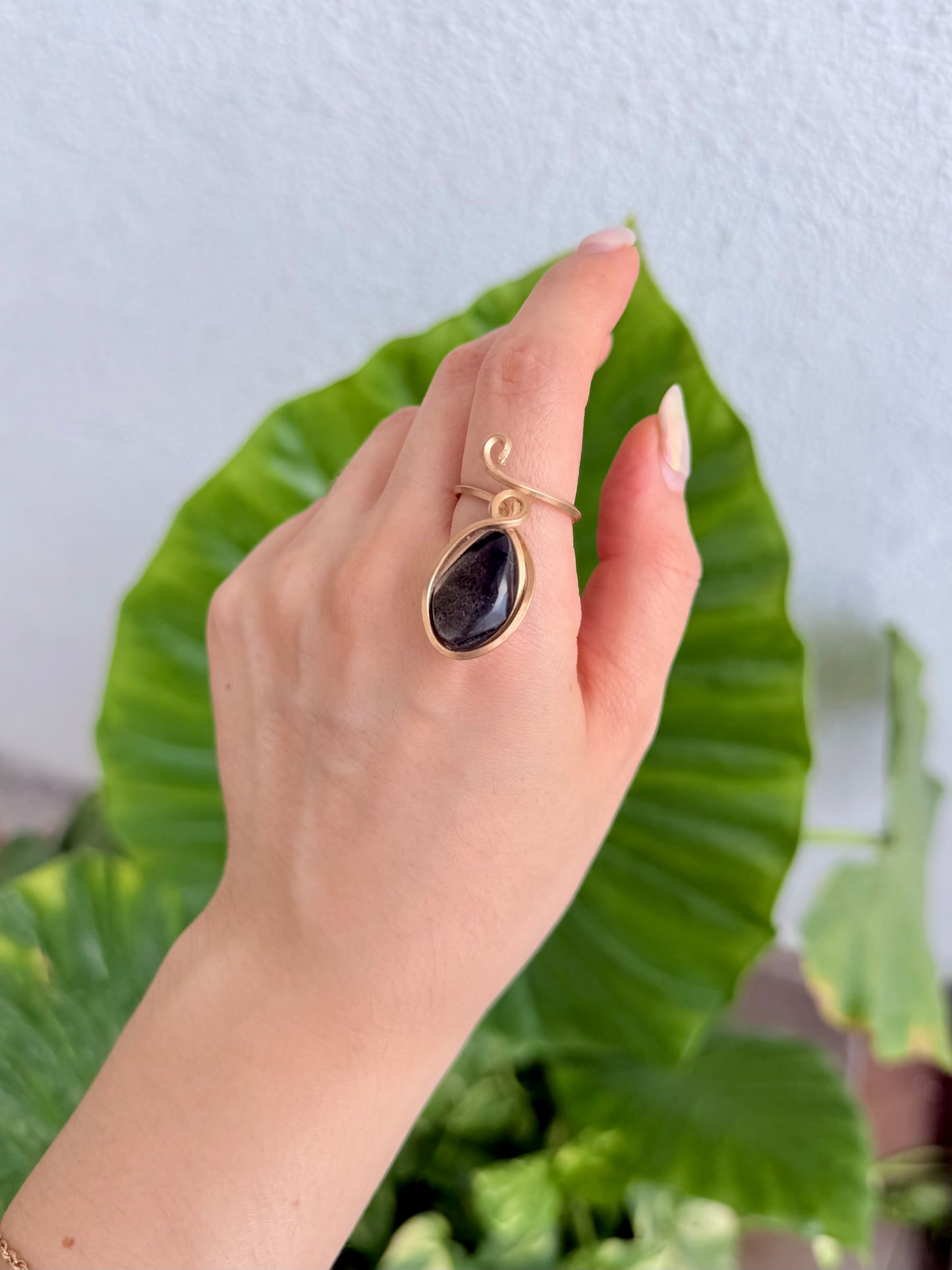 Anillo Obsidiana Dorada