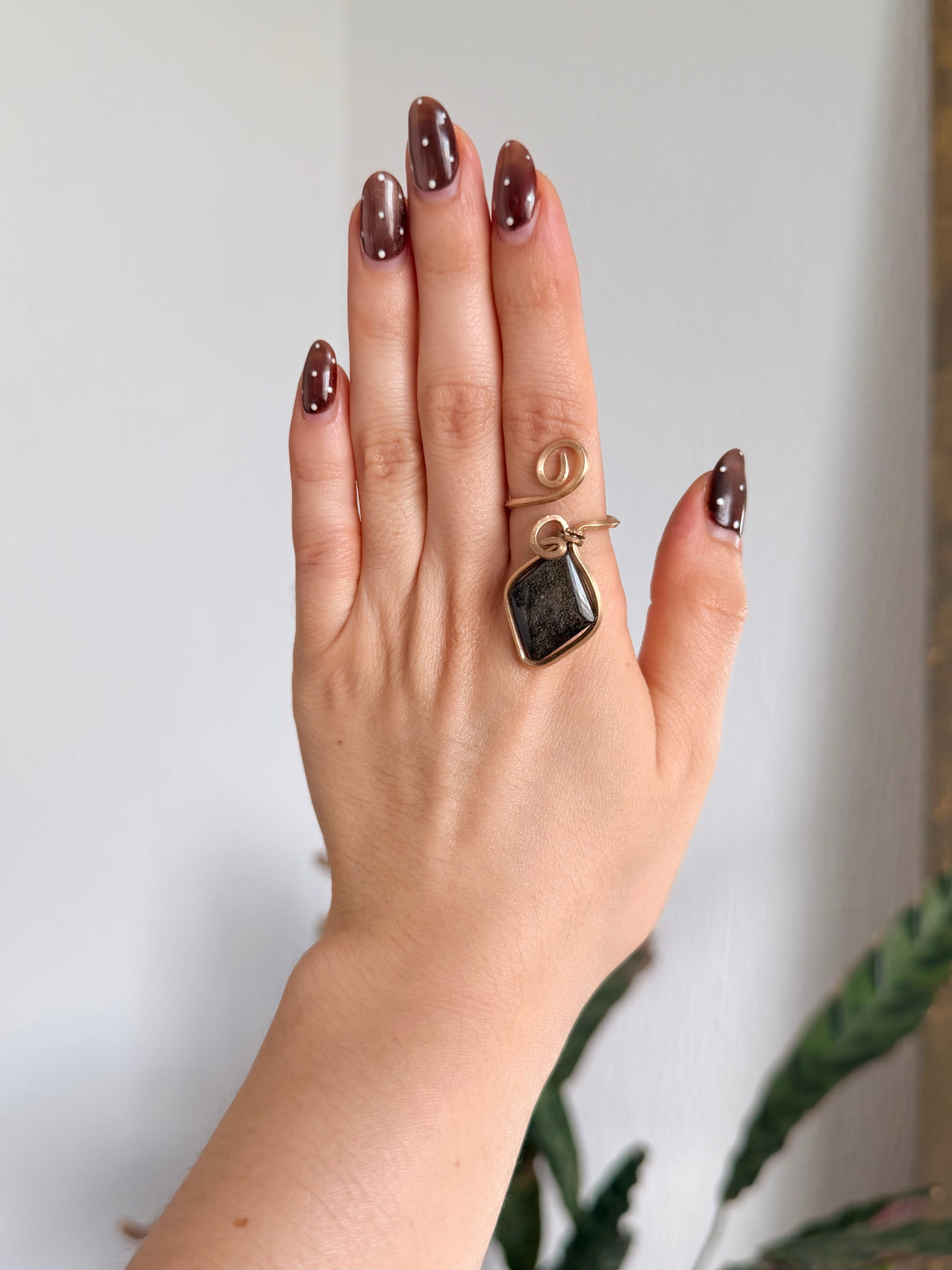 Anillo Obsidiana Dorada