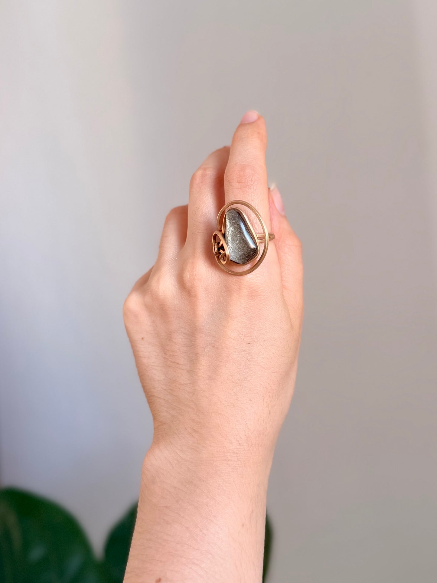 Anillo Obsidiana Dorada