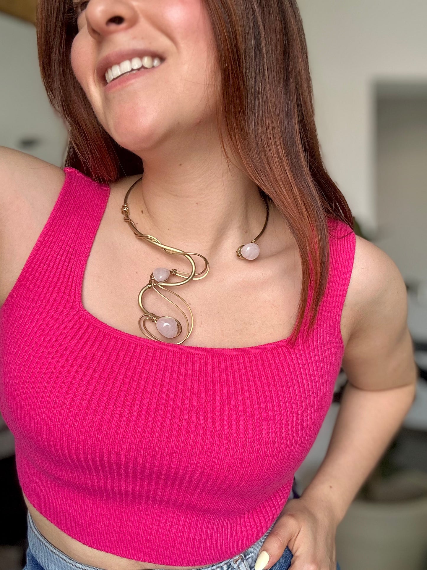 Collar Cuarzo Rosa